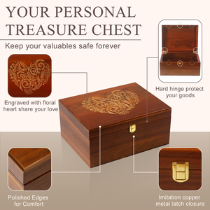 Grande Scatola Portaoggetti in Legno con Coperchio a Cerniera e Cornice Portafoto - Elegante Scatola dei Ricordi per Matrimoni, Ideale per Foto, Lettere e Capsule del Tempo - Product Image 3