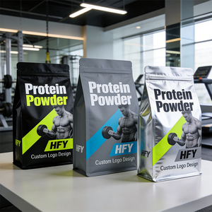 Bolsa de Embalaje de Plástico de Grado Alimenticio con Cierre Hermético Personalizada, Bolsa de Fondo Plano para Polvo de Té con Leche Instantáneo, Café en Polvo y Proteína - Product Image 1