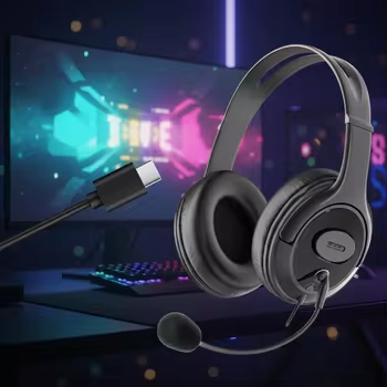 Customized Binaural Over-Ear Business Headset AAC ENC Noise Reduction RGB Lighting IPX5 Waterproof Microphone for PC Gaming