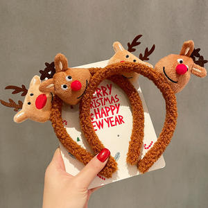 Diadema de reno de Papá Noel de felpa para Navidad, aro de pelo de oreja de Animal suave para niños y niñas, accesorios para fotos de actuación de fiesta - Product Image 5