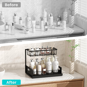 Organizzatori <span class=keywords><strong>e</strong></span> contenitori estraibili a L per sottolavello <span class=keywords><strong>e</strong></span> dispensa, scaffale portaoggetti da cucina - Product Image 5