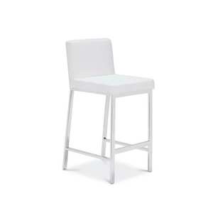 Contemporary Design Stylish Polished Kitchen Counter <strong>Stool</strong> with <strong>White</strong> Leather Cushioning for Home <strong>Bar</strong> - Product Image 3