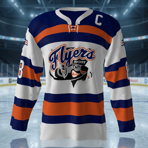 Maillot de hockey sur glace Flyers unisexe sans manches col en V anti-humidité séchage rapide 100% polyester motif rayé Capitaine C Numéro 8 - Product Image 2