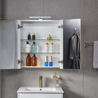 Modern Illuminated Storage Vanity Floating Smart LED Mirror Cabinet for Bathroom