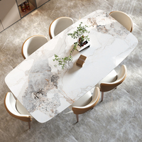 Ensemble de table à manger de luxe 6-8 places, plateau en pierre frittée, mobilier chinois, table de cuisine en béton, salle à manger, matériau en marbre