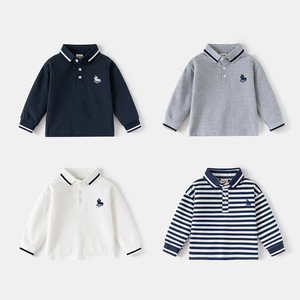 <span class=keywords><strong>Polo</strong></span> brodé en mélange de coton à <span class=keywords><strong>manches</strong></span> <span class=keywords><strong>longues</strong></span> pour enfants, Nouvelle collection Printemps 2026, Haut à col revers pour bébés garçons, Vêtements tendance en gros - Product Image 2