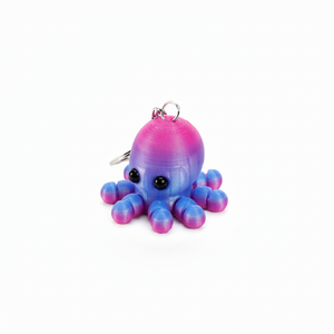 Porte-clés pieuvre imprimé en 3D, durable, mignon, rose et bleu, en PLA soyeux, breloque amusante, jouet anti-stress unique, cadeau avec logo personnalisé - Product Image 2