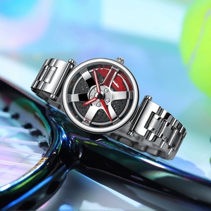 Reloj de Pulsera de Cuarzo para Hombre, Estilo Deportivo, Creativo, con Diseño de Rueda de Vehículo, Esfera Recortada, Estilo Metálico, Envío Directo - Product Image 3