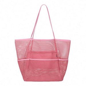 Bolsa de Playa de Verano para Mujer, Impermeable, con Múltiples Bolsillos de Malla, Cierre de Cremallera, Portátil, para Viajes y Natación - Product Image 1