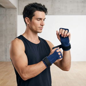 Hand Protector Gymnastic Hand Grips Cowhide Leather Muscle Strength Training Anti Slip Unisex Customizable Hand Grips - Product Image 1