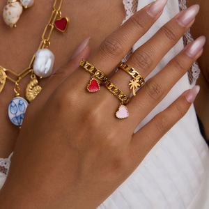 Bague chaîne en or avec pendentif palmier réglable pour femme - Product Image 4