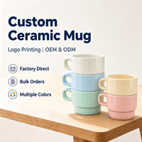 Lot de tasses à café en céramique empilables pastel, gain de place, pour cuisine, café, hôtel, restaurant, cadeau