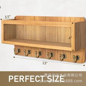 Wooden entryway key storage <b>rack</b>, wall-mounted <b>shelf</b>, living room wall-mounted magazine and newspaper storage <b>rack</b> - Product Image 3