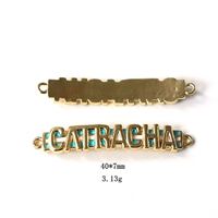Conector de Pulsera de Cobre con Letras Catracha en Inglés de 40x7mm para Fabricación de Joyería
