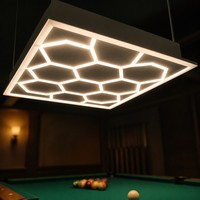 Plafonnier LED modulaire hexagonal, lampe à panneaux carrés pour salle de billard, bar, salon
