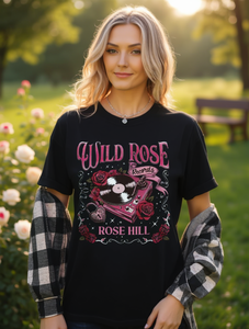 Wild Rose <b>Records</b> T-Shirt Unisex Short <b>Sleeve</b> Crew Neck Casual Printed Floral Design 100% Cotton Jersey Loose Fit All Seasons - Product Image 2