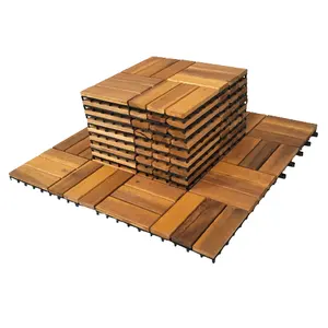 Acacia species wood deck tile 300 x 300 mm waterproof anti slip decor for terrace back yard balcony pool