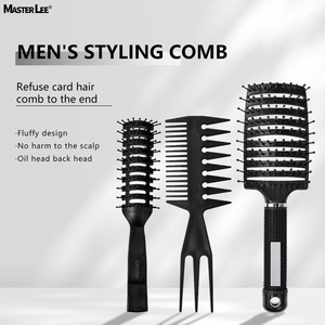 Masterlee Vente directe d'usine <span class=keywords><strong>Kit</strong></span> d'habillage <span class=keywords><strong>Haie</strong></span> Peignes à côtes en poils de sanglier Brosse à cheveux de massage à l'huile Série de peignes de coupe de cheveux - Product Image 2