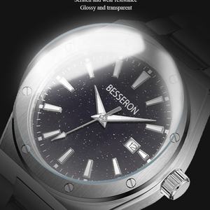 BESSERSON High Quality Luxury <b>Men's</b> <b>Quartz</b> <b>Watch</b> Custom Logo Star Dial Stainless Steel Band 20mm Width 42mm Diameter OEM Design - Product Image 3