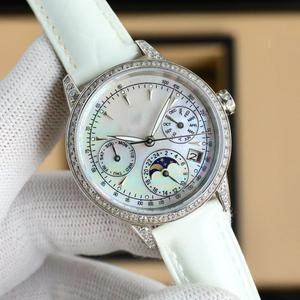 Reloj de Pulsera de Lujo para Mujer en Oferta, Esfera de 35 mm, Ancho de 22 mm, Acero Inoxidable, Multifunción, Correa de Cuero con Logotipo Personalizado, Hecho en Shanghái - Product Image 1
