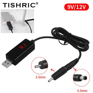 TISHRIC konverter penguat USB, konverter DC 5V ke 9V 12V kabel daya 3.5x1.35mm colokan adaptor untuk catu daya/pengisi daya/konverter daya