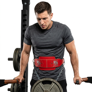 Fitness Weight Lifting Body Building Dipping <b>Belt</b> Steel <b>Chain</b> Heavy Duty Strong Extra Comfy Cowhide Foam Padding Non-Slip - Product Image 1