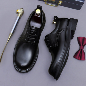 Chaussures rétro en cuir pour hommes, style anglais, à lacets, décontractées, en cuir véritable, formelles, à la mode - Product Image 4