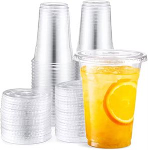 Gobelets en plastique transparent jetables PET de 20 oz avec couvercles pour boissons froides et jus - Product Image 4