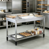 Table de travail professionnelle pour cuisine centrale, 2 niveaux, pour boulangerie et salon de thé, en acier inoxydable 201 304 avec pare-éclaboussures