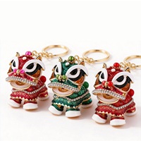 Nouveauté : Porte-clés et breloque de sac pour femme, motif Danse du Lion chinoise en 3D, délicat, facile à transporter, accessoire de sac