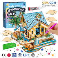 Kit de puzzle en bois Gemstone Art, design Villa Tropicale, thème Cabane de plage, avec colle acrylique complète et outil pour gemmes, pour enfants, décoration de maison 3D