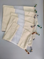 Lot de 4 sacs réutilisables en mousseline de coton, sac en toile respirant avec cordon de serrage et fenêtre transparente en maille, rangement pour tissu.