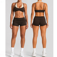 Ensemble de yoga 2 pièces pour femme : soutien-gorge de yoga dos-nu sculptant et short de fitness à séchage rapide pour la course en extérieur