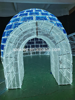 Igloo 3D géant grandeur nature imperméable à l'eau Décoration Motif Lumière Vacances d'hiver Maison de glace Éclairage décoratif