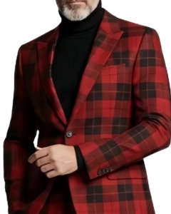 Manteau de Costume Élégant à Carreaux Rouges et Noirs pour <span class=keywords><strong>Homme</strong></span> 2026 – Tenue Formelle et Décontractée de Créateur Moderne et Tendance - Product Image 1