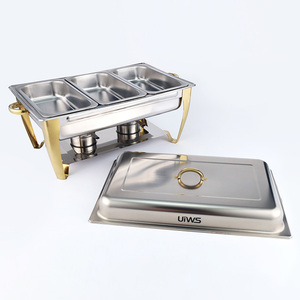UIWS Réchaud à buffet en acier inoxydable doré de 11 L, alimenté à l'alcool, pour événements de restauration et réceptions de mariage - Product Image 4