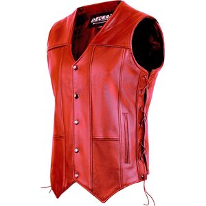FOXA Gilet en cuir véritable pour homme, sans manches, à lacets, pour motocycliste, taille adulte - Product Image 1