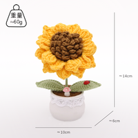 Tournesol au crochet fait main avec motif souriant, plante en pot au crochet, fleur artificielle au crochet personnalisée et mignonne, tournesol souriant au crochet