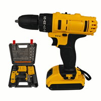 Perceuse sans fil 21V sans clé 10mm à une main avec moteur à balais, kit d'outils 24 pièces, vitesse variable, couple max 30Nm, support OEM/ODM