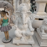 BLVE Venta al por Mayor de Estatuas de Ganesha de Tamaño Real, Decoración Religiosa India, Estatuas de Ganesha de Mármol Blanco