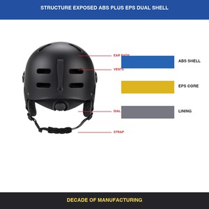 Casco <span class=keywords><strong>de</strong></span> esquí ligero al por mayor con 12 ventilaciones, carcasa <span class=keywords><strong>de</strong></span> ABS, forro <span class=keywords><strong>de</strong></span> felpa larga, casco <span class=keywords><strong>de</strong></span> snowboard abierto para adultos, 3 tallas, 8 colores, OEM ODM - Product Image 5