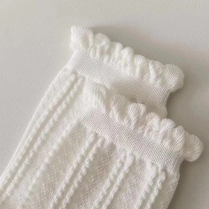 <b>White</b> <b>Lace</b> Socks Solid Color Mid Calf Breathable Sweat Absorbing Women Casual JK Style Youth Fashion - Product Image 4