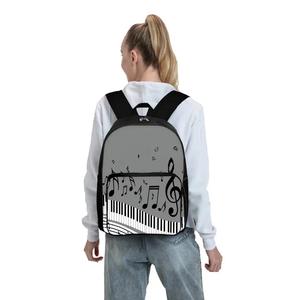 Mochila de poliéster con estampado de notas de piano coloridas, bolsillo frontal cuadrado, unisex, el mejor regalo, mochila escolar de dibujos animados en 3D para niños - Product Image 4