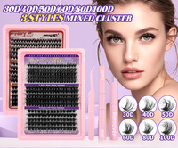 Cils individuels DIY à base pointue de 15 rangées, 9-16 mm, C/D, 300 pièces, 60P, 80P, cils en grappe synthétiques faits à la main