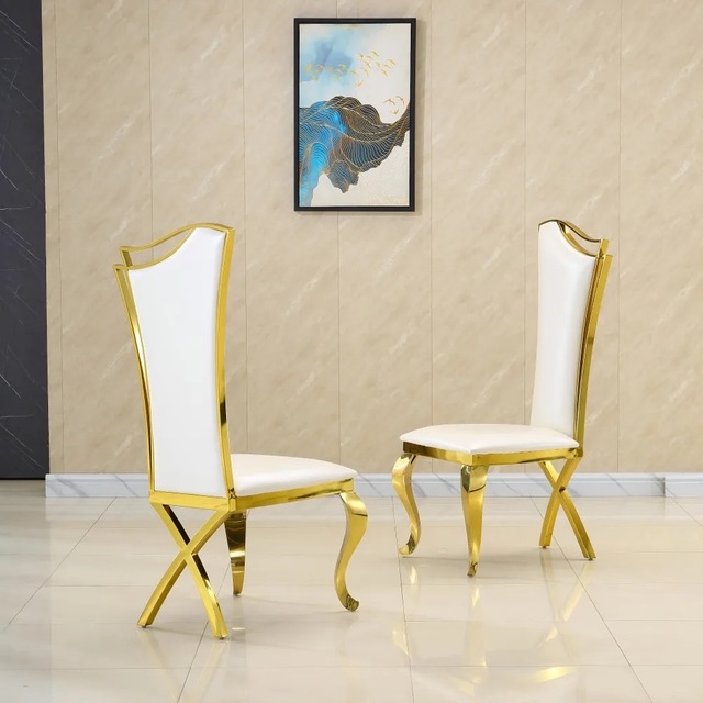 Luxury Durable Gold Stainless Steel Dining Chair Modern European Banquet Chair Velvet Upholstery for Hotel Villa