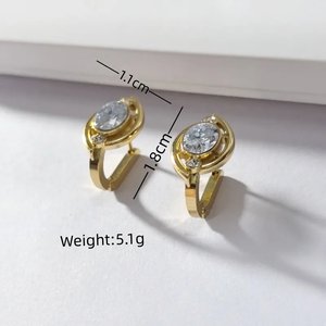 Pendientes Cuadrados de Acero Inoxidable 304 Chapados en Oro de 16K con Incrustaciones de Piedra Ojo de Gato para Mujer, con Diseño de Cristal para Fiestas y Uso Diario - Product Image 5
