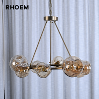 Lustre Rond en Verre Transparent RHOEM, Lustre en Verre pour Salon, Villa, Décoration d'Éclairage de Luxe, Lampe Suspendue pour la Maison