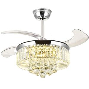 Ventilador de Teto Retrátil de Cristal de 42\" com Luz <span class=keywords><strong>LED</strong></span> 72W Controle Remoto Design de Iluminação e Circuito 55*55*30cm - Product Image 4