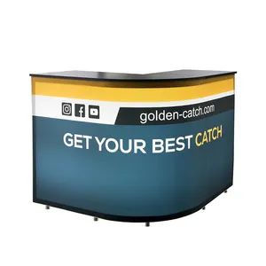 Customized different Promotional Portable trade fair counter aluminum Product curved display counter table