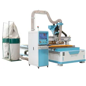 CNC 1328 ağaç İşleme MDF kapı mobilya dolapları 3D gravür oyma lineer tip otomatik takım değiştirici Atc CNC Router makine